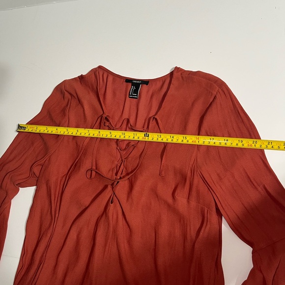 Forever 21 Terracotta Lace-Up Blouse - Picture 7 of 8
